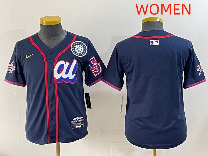 Women 2025 Seattle Mariners Blank Drak Blue All star Blank Blue Nike MLB Jersey style 6